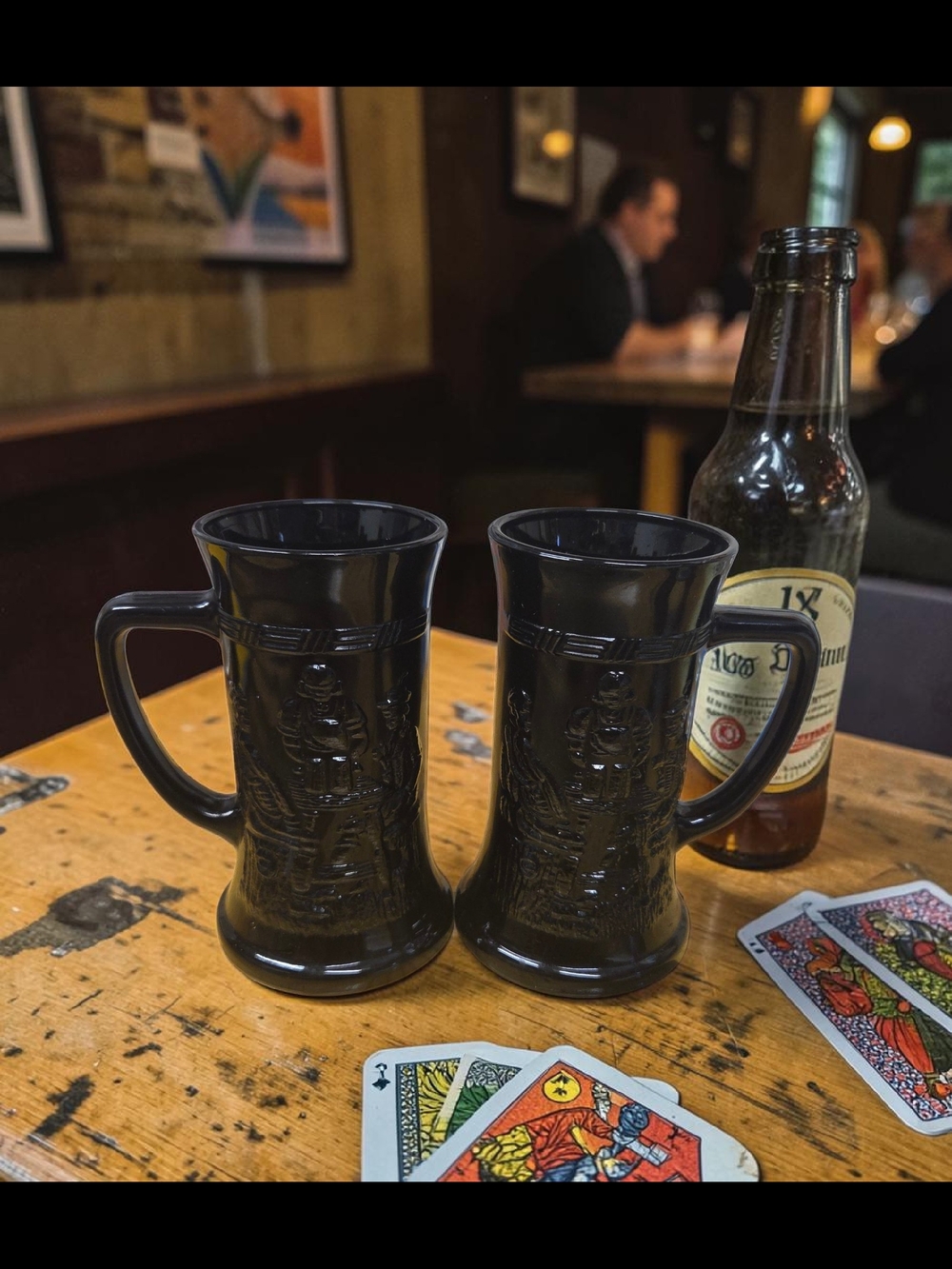 Set of 2 Black Indiana Glass Beer Steins